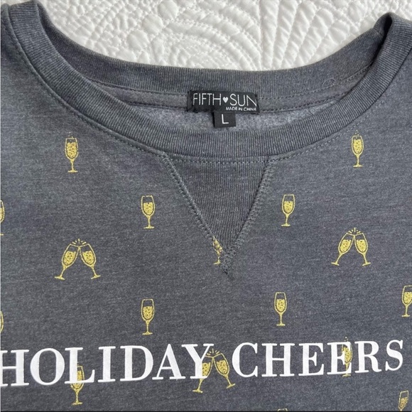 Fifth Sun Holiday Cheers Charcoal Gray Drop
Sleeve Sweatshirt Large - Picture 6 of 11